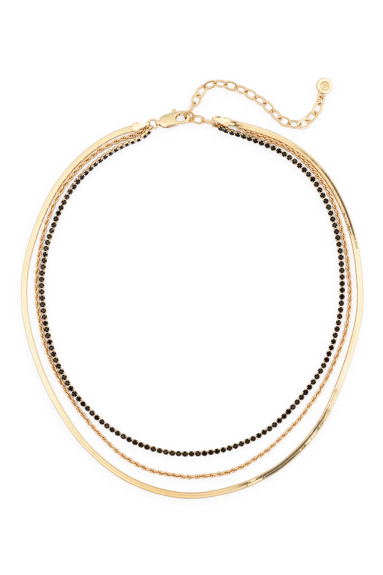 Delicate Sparkle Layered Chain Necklace, Alternate, color, BLACK