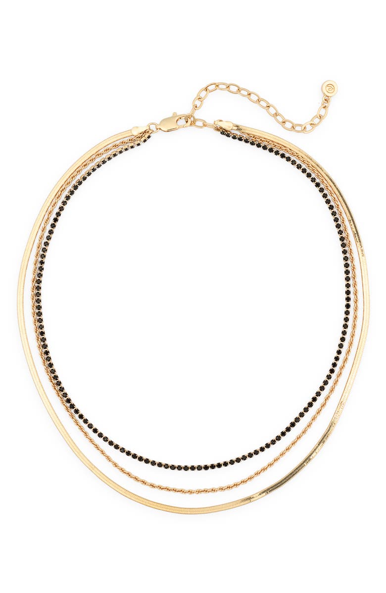 Ettika Delicate Sparkle Layered Chain Necklace, Alternate, color, Black