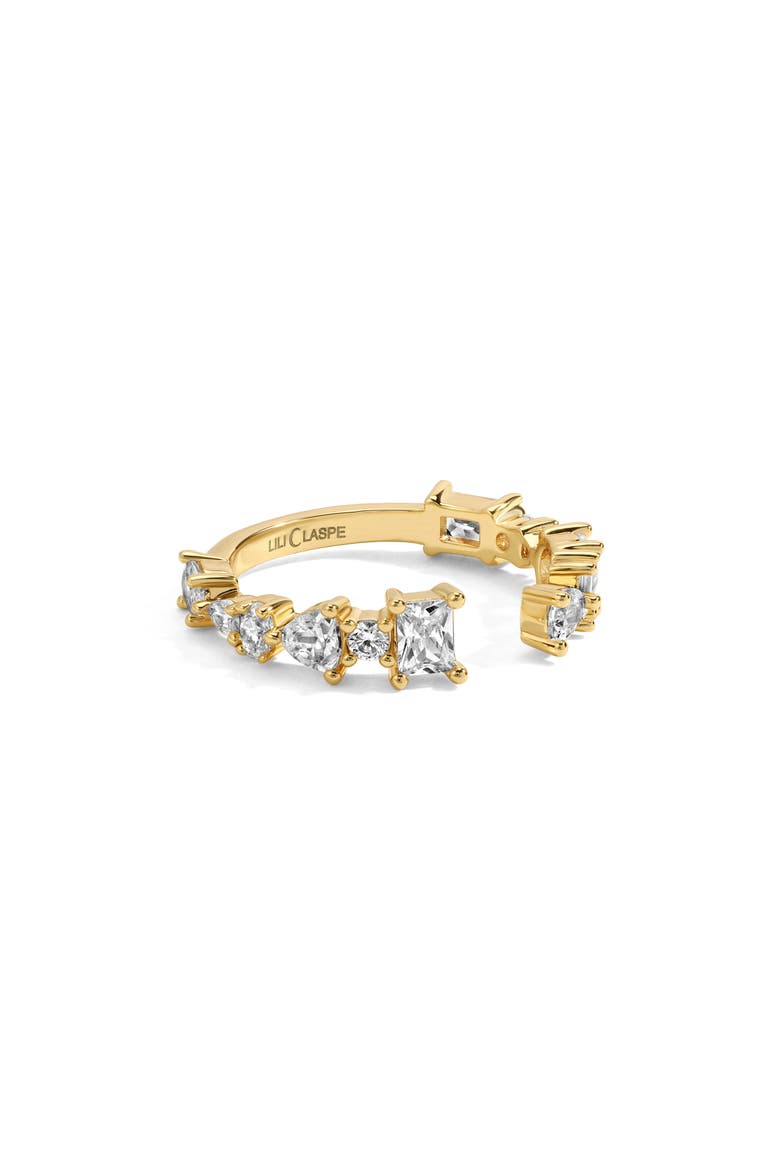 Mavis Cubic Zirconia Cuff Ring, Alternate, color, GOLD