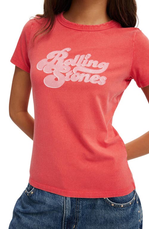 Cotton On Fitted Lcn Graphic Longline Tee In Rolling Stones Retro Logo