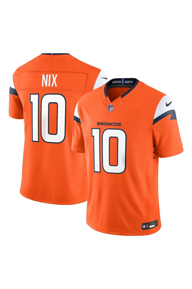 Men's Nike Bo Nix Orange Denver Broncos Team Vapor F.U.S.E. Stitched Limited Jersey, Main, color, Orange