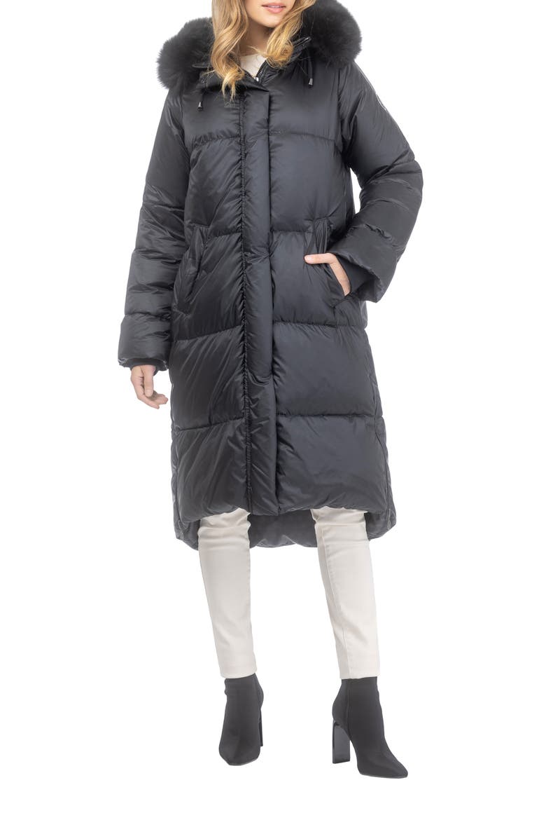Apres-Ski Long Parka with Detachable Toscana Lamb Hood Trim, Main, color, Black/Black