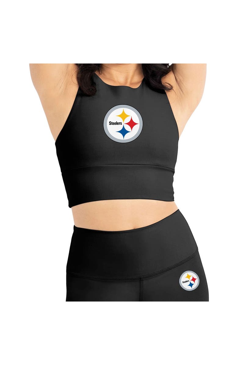Kadi Brand Women's Black Pittsburgh Steelers Leggings & Midi Bra Set, Alternate, color, 