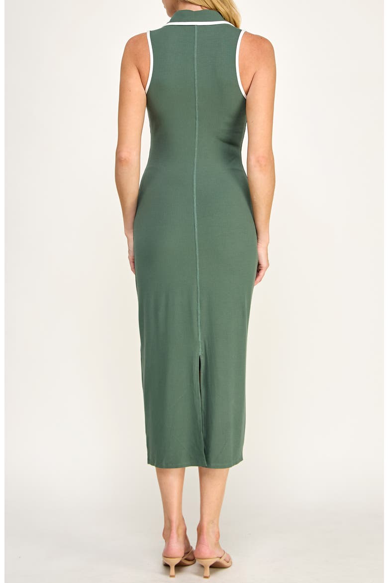 Collared Midi Dress, Alternate, color, DARK GREEN/ WHIT