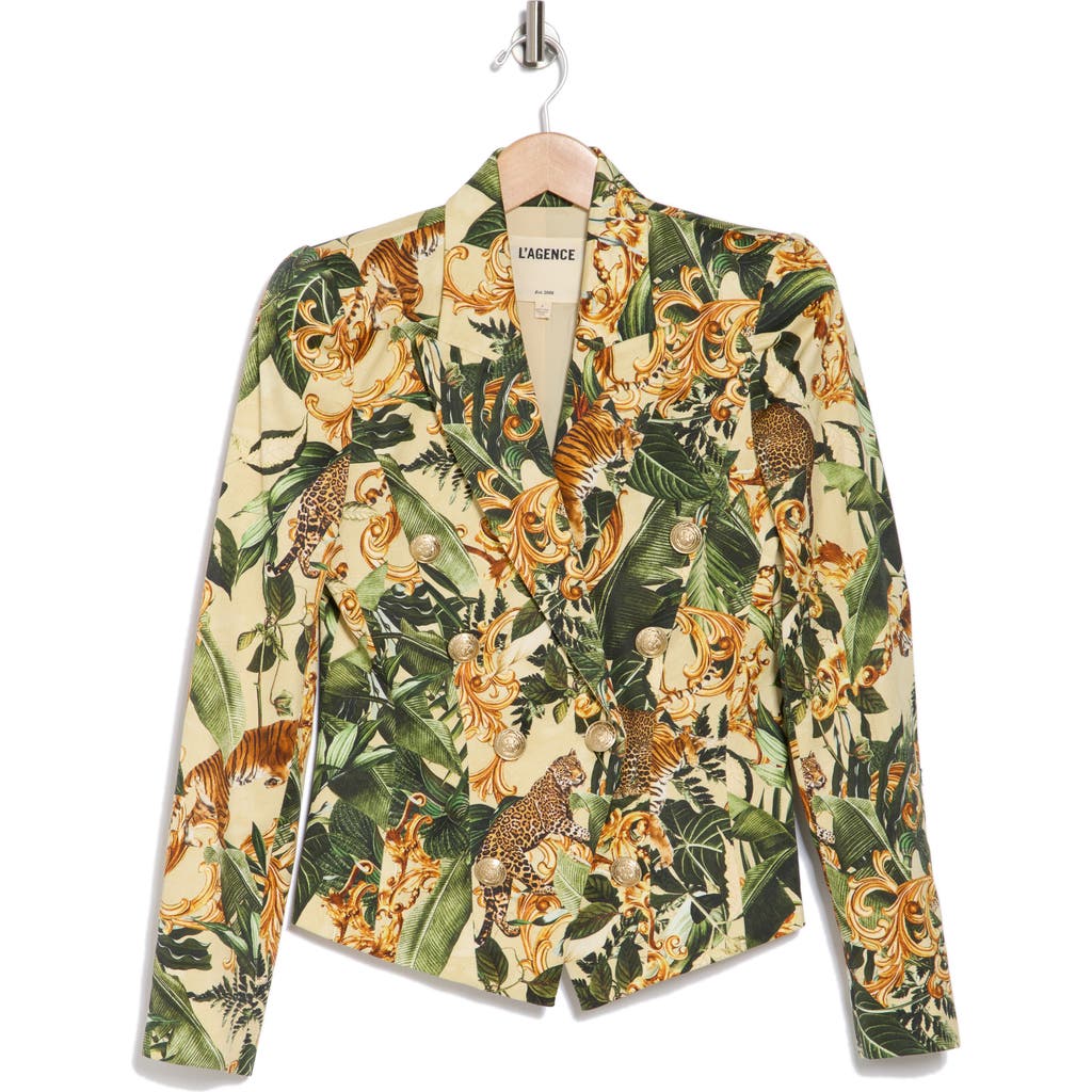 L Agence L'agence Bethany Jungle Print Structured Cotton Blazer