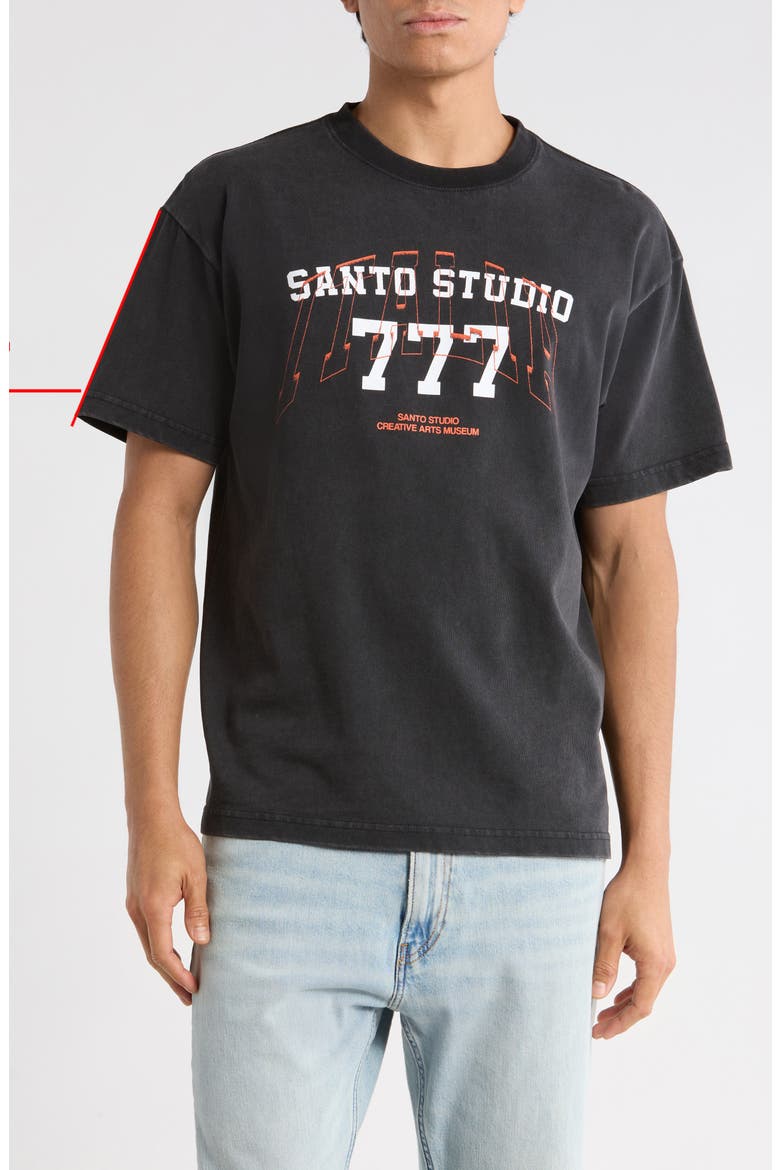 777 Drappo Cotton Graphic T-Shirt, Main, color, BLACK