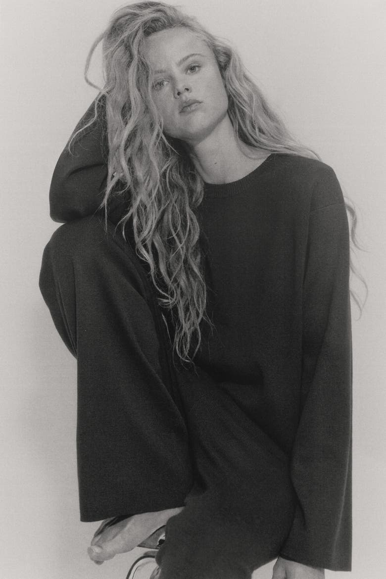Oversized Fine-knit Sweater, Alternate, color, Navy blue