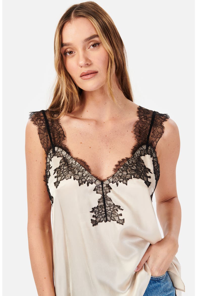 Lauren Lace Trim Silk Charmeuse Camisole, Alternate, color, OAT