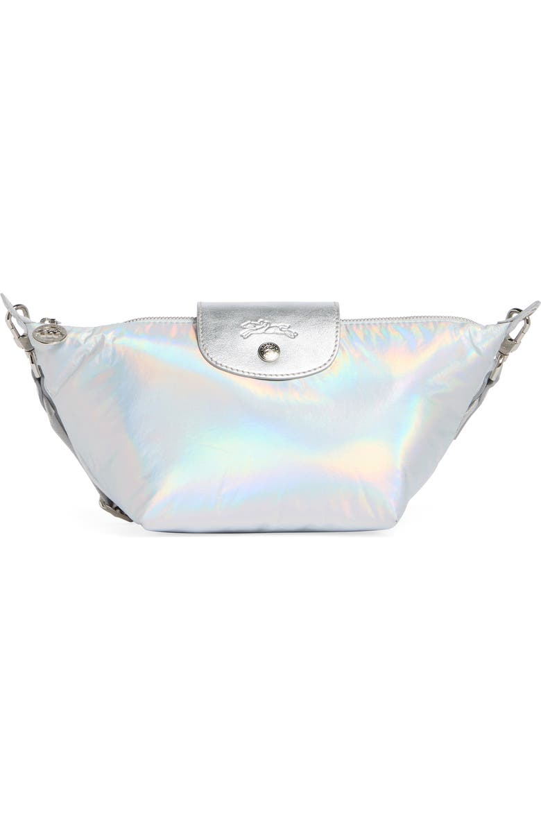Longchamp Le Pliage Futuristic Crossbody Bag, Main, color, Silver