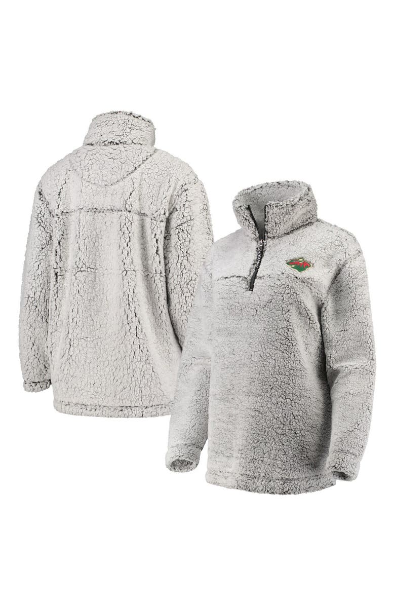 G-III 4HER BY CARL BANKS Women's G-III 4Her by Carl Banks Gray Minnesota Wild Sherpa Quarter-Zip Pullover Jacket, Main, color, 