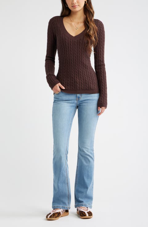Cable Stitch V-Neck Sweater