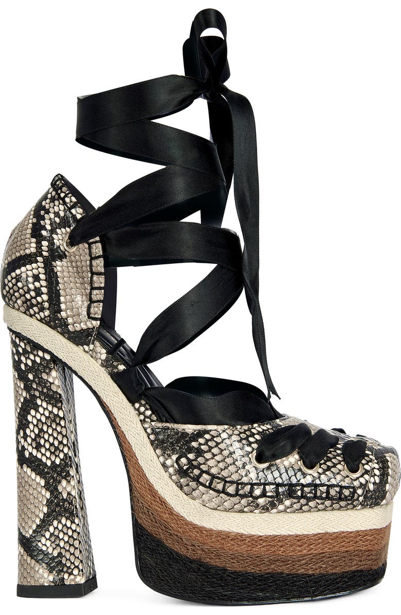 AZALEA WANG Fonetyn Ankle Tie Platform Pump, Alternate, color, Brown Multi