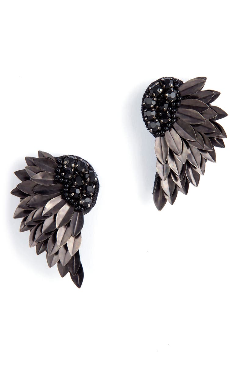 Deepa Gurnani Perry Wing Drop Earrings, Main, color, Black