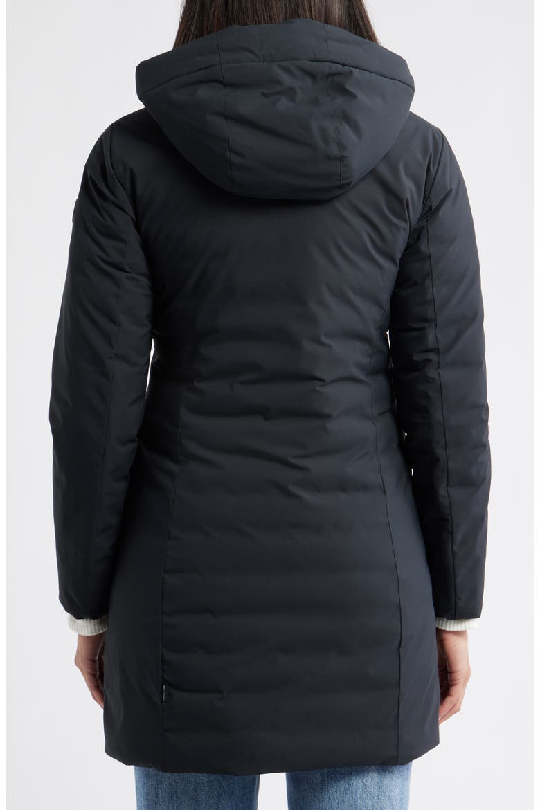 Leyla Water Resistant Recycled Polyester Hooded Coat, Alternate, color, BLACK
