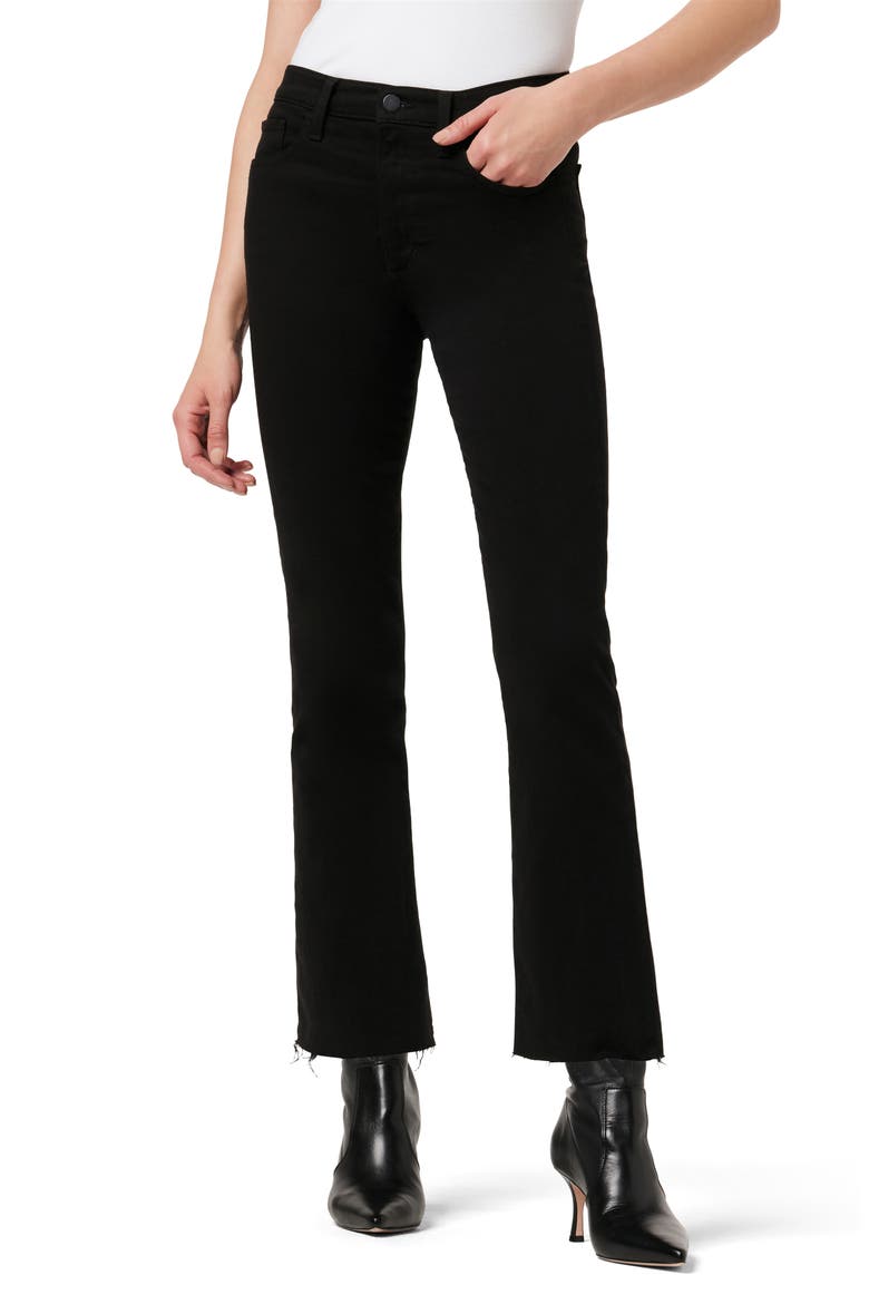 The Callie Raw Hem Crop Bootcut Jeans, Main, color, BLACK
