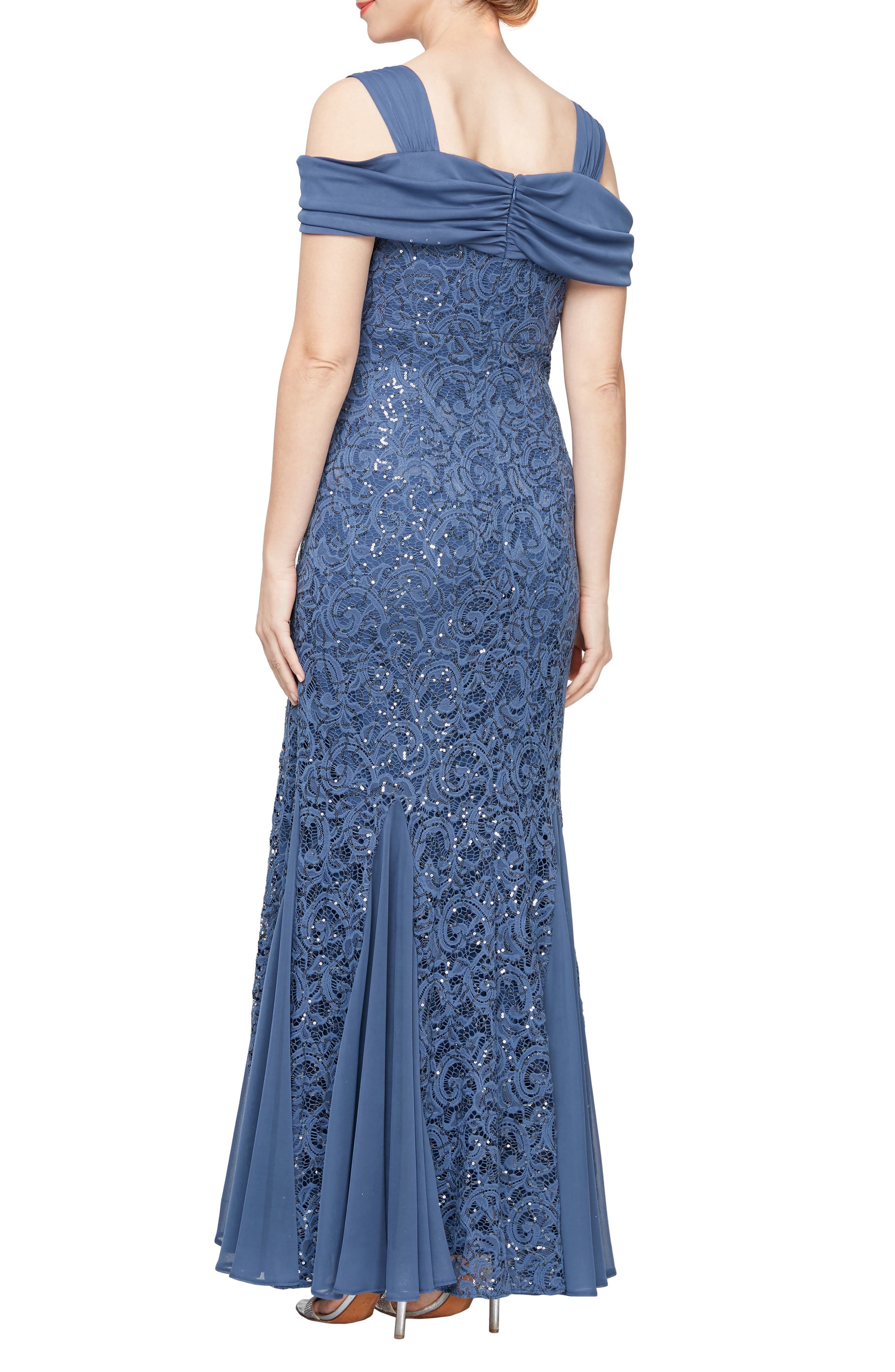 Alex Evenings Sequin Cold Shoulder Lace Gown (Women) | Nordstromrack