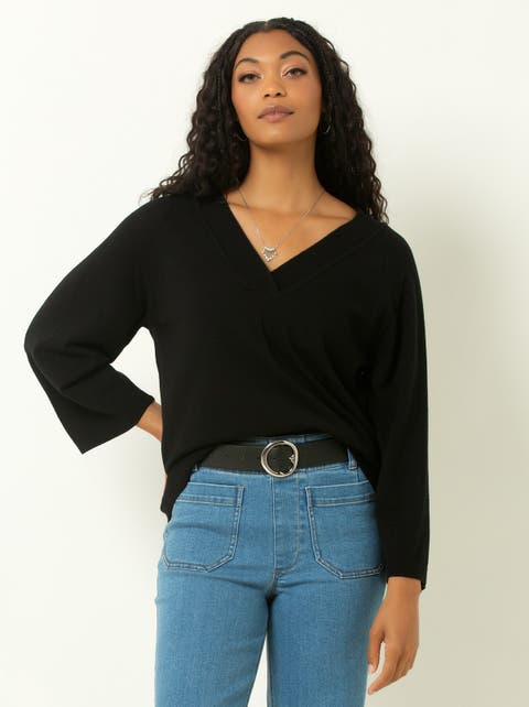 Drop Shoulder V-Neck Sweater