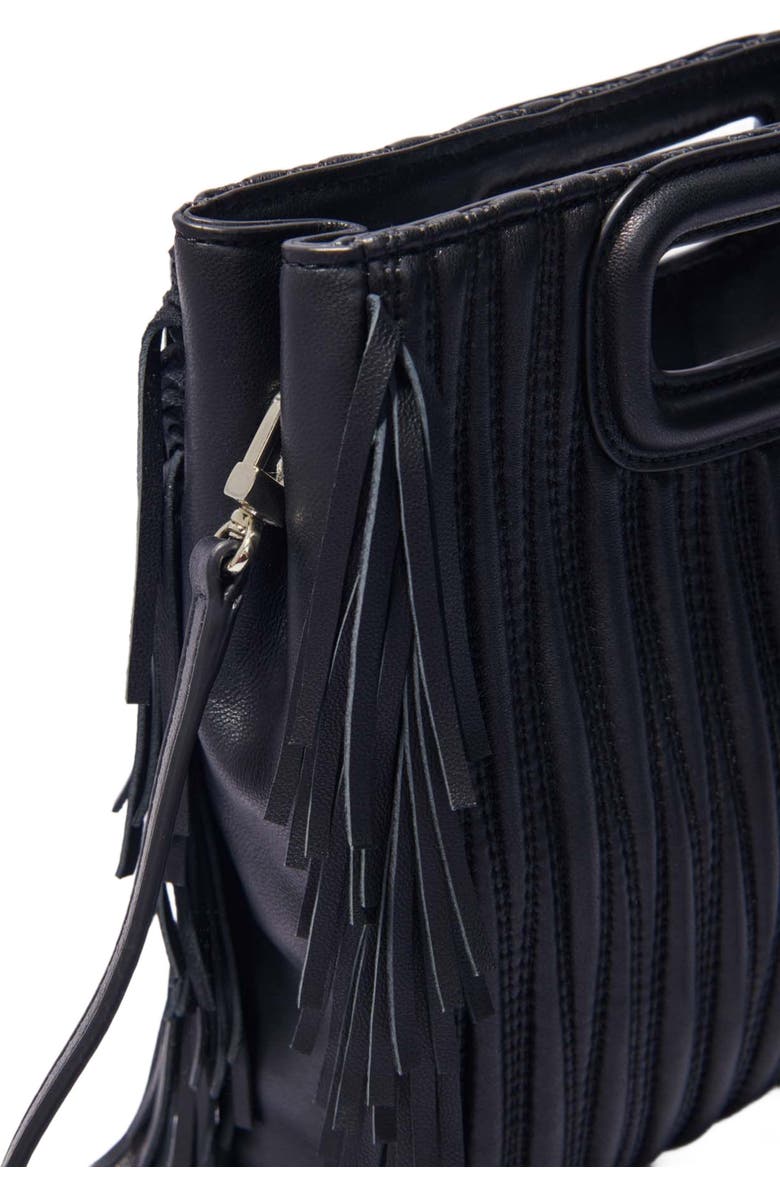 maje Quilted leather M bag, Alternate, color, Black