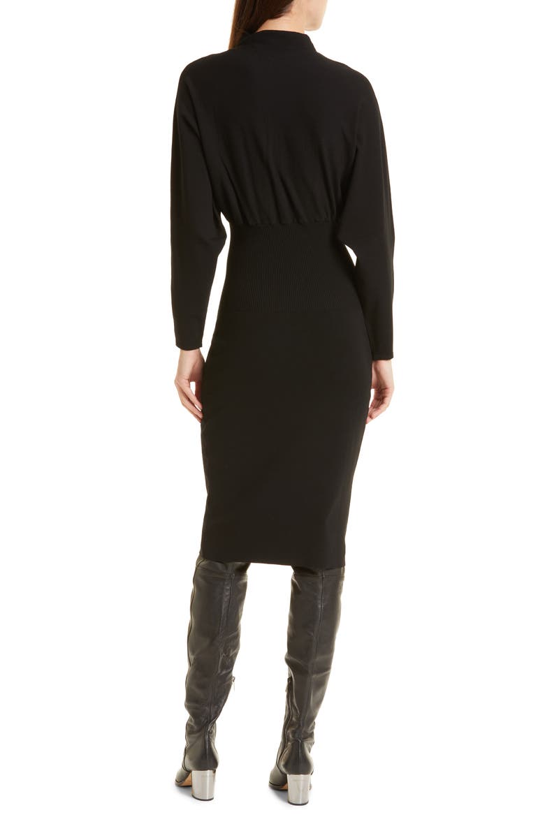 Alice Long Sleeve Cocoon Knit Dress, Alternate, color, BLACK