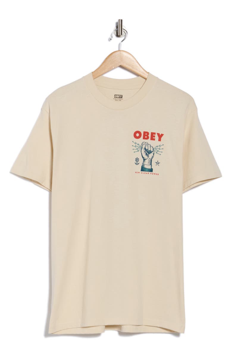 Obey New Clear Power Cotton Graphic T-Shirt, Main, color, Cream