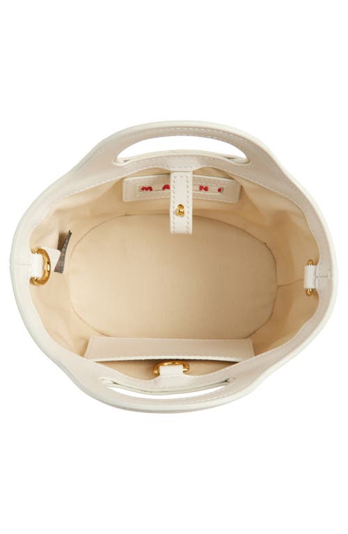 Marni Micro Tropicalia Logo Woven Top Handle Bag In White