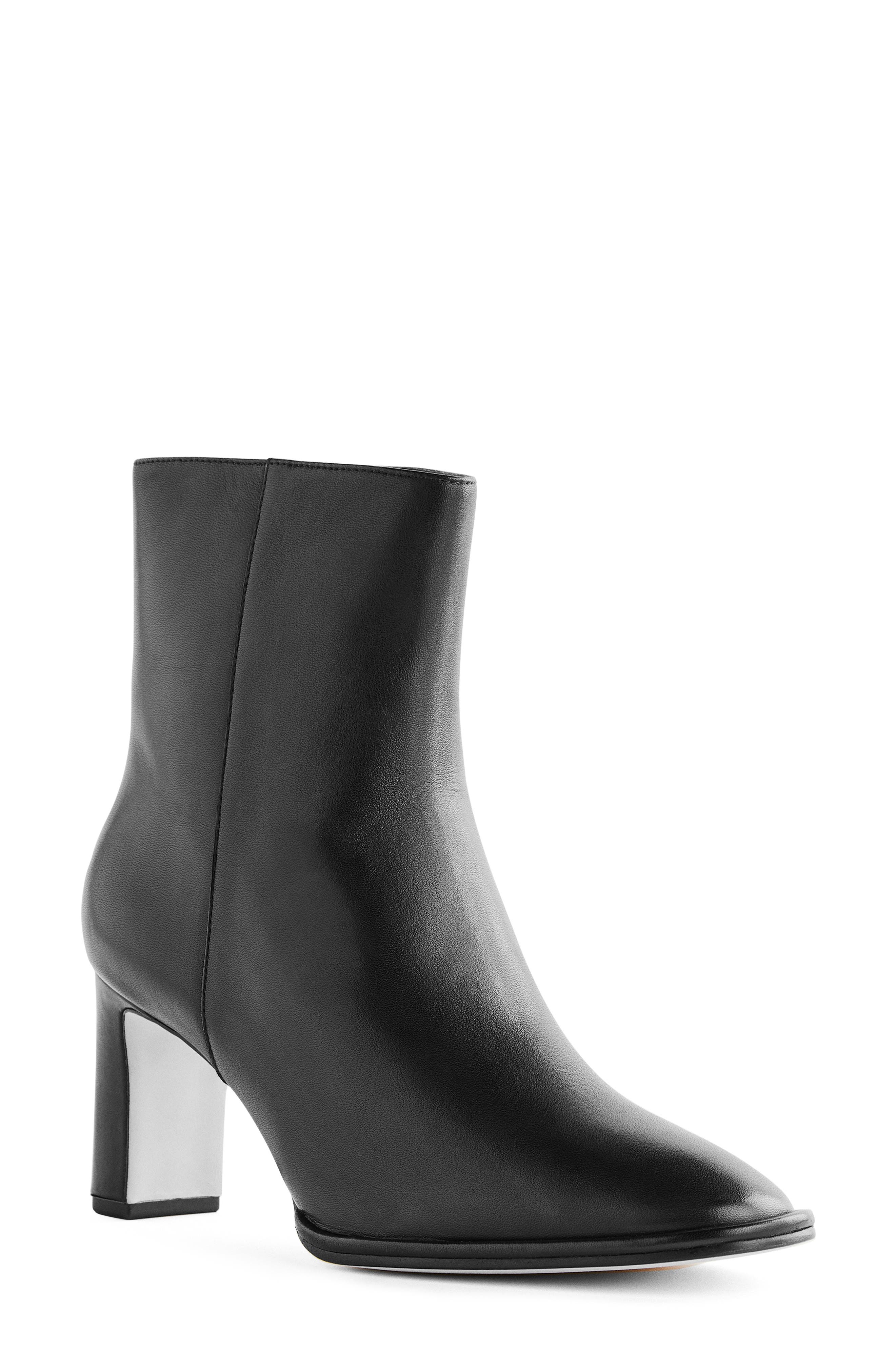 Reformation Gillian Bootie, Main, color, Black Leather