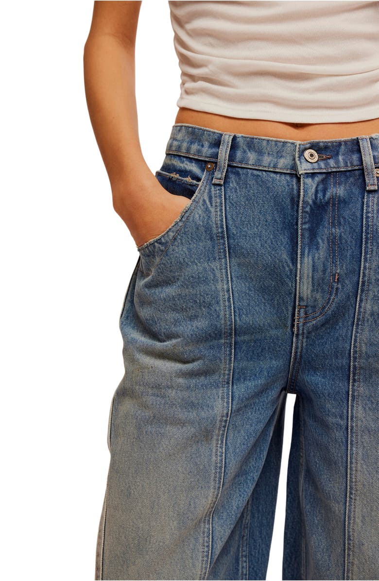 Free People Olsen Distressed Cuffed Crop Barrel Leg Jeans, Alternate, color, 