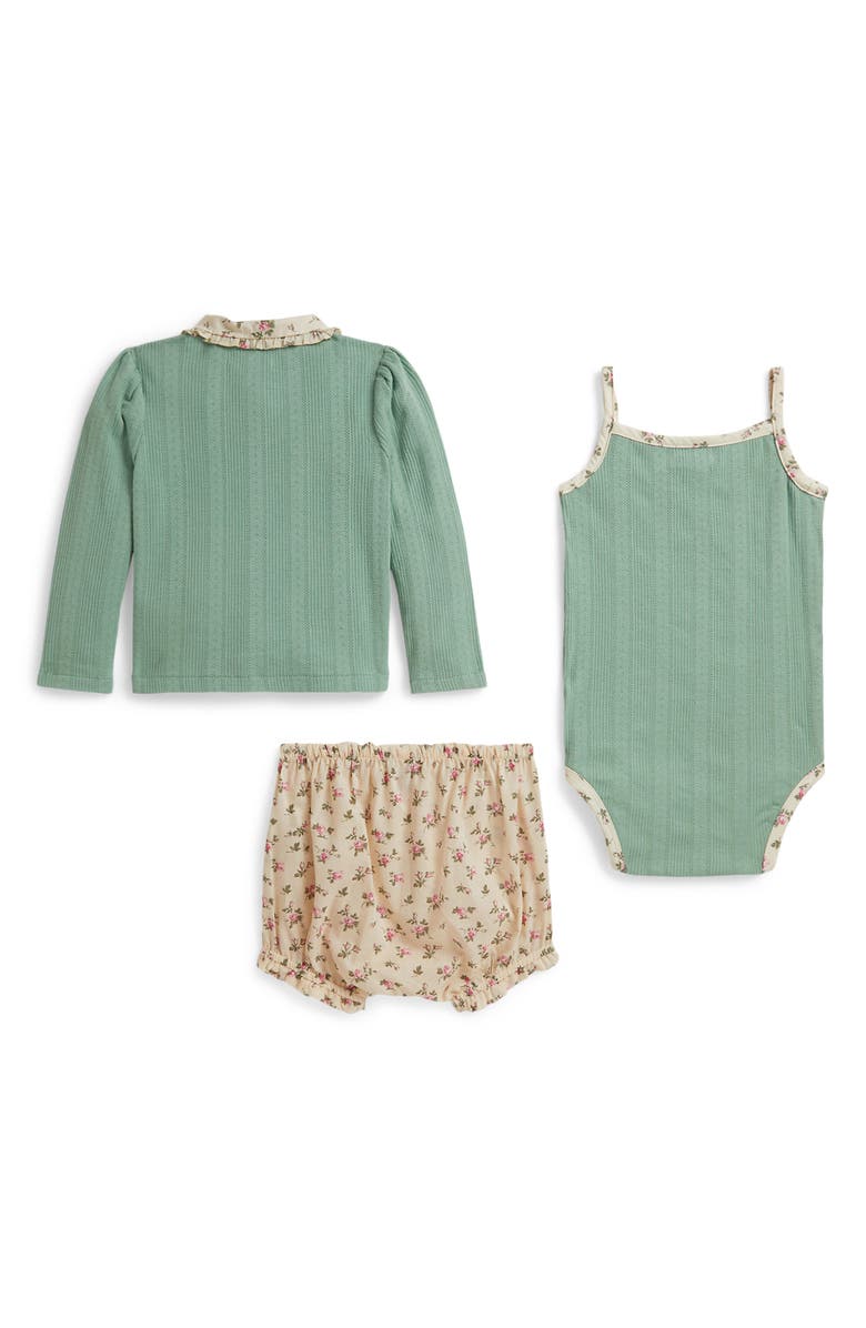 Ralph Lauren Pointelle Trim Three-Piece Shorts Set, Alternate, color, Faded Mint