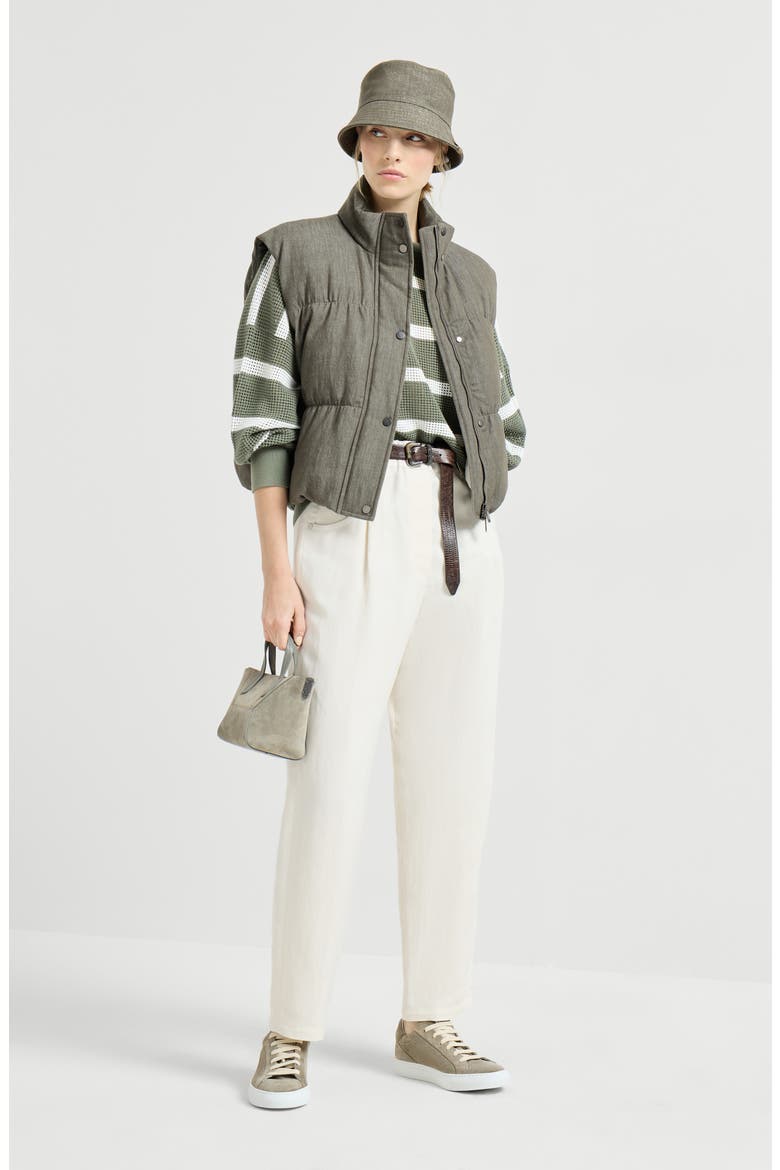 Fluid twill baggy trousers, Alternate, color, Ivory