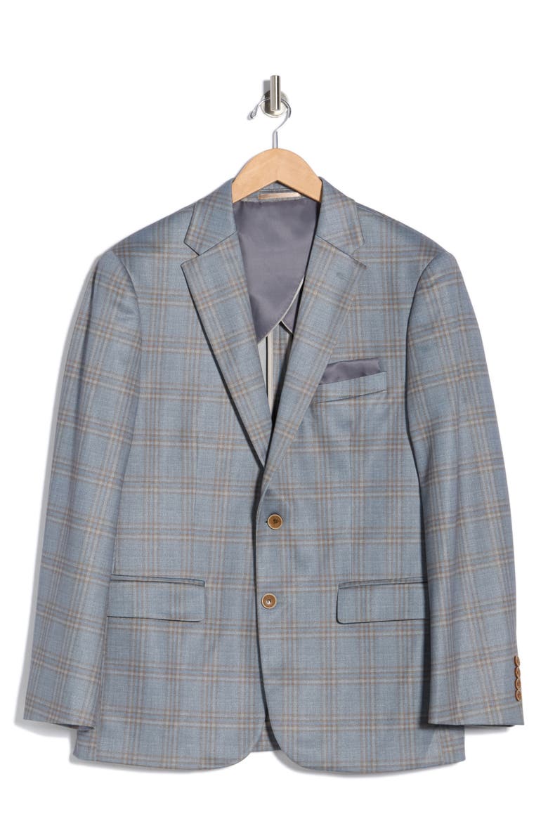 Duchamp Slim Fit Plaid 4-Way Stretch Sport Coat, Main, color, Grey