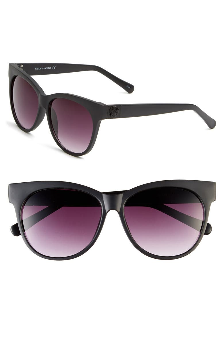 56mm Cat Eye Sunglasses, Main, color, BLACK