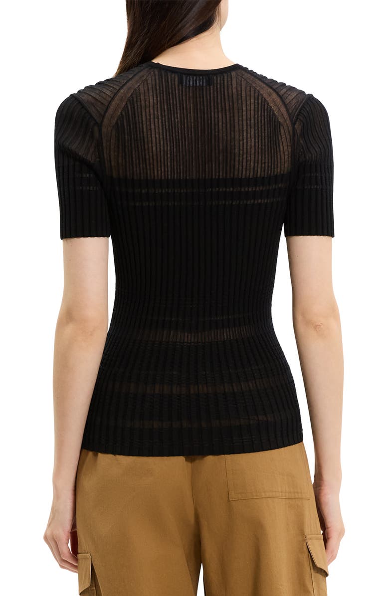 Theory Sheer Stripe T-Shirt, Alternate, color, Black