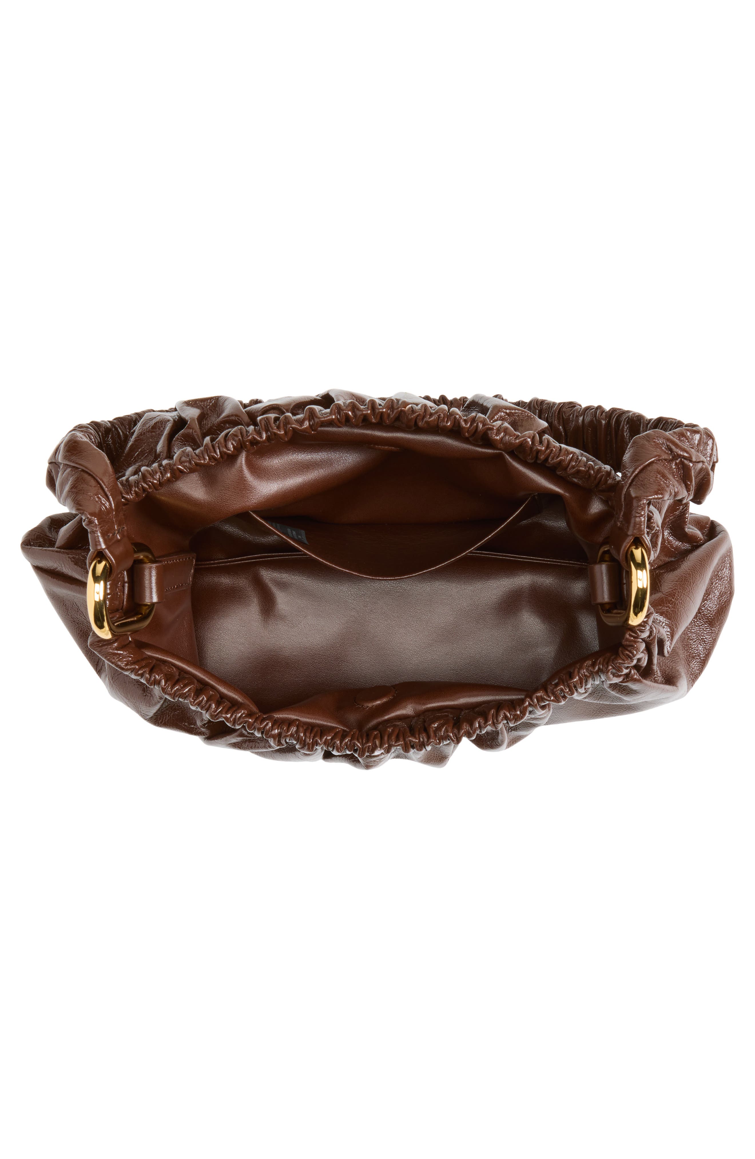 Marni Ruched Leather Shoulder Bag, Alternate, color, Sudan