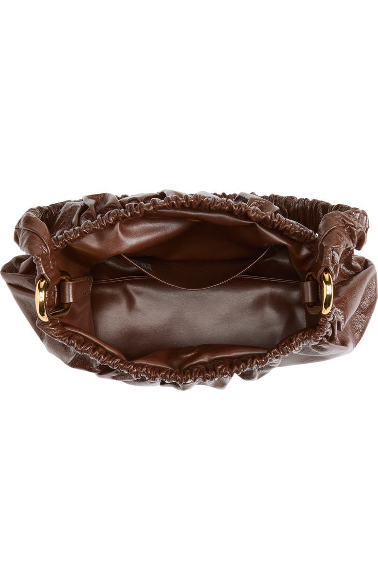 Marni Ruched Leather Shoulder Bag, Alternate, color, Sudan