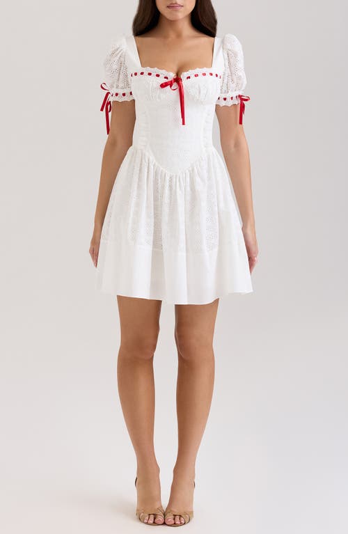 House Of Cb Of Cb Womens Jana Broderie-anglaise Cotton Mini Dress White