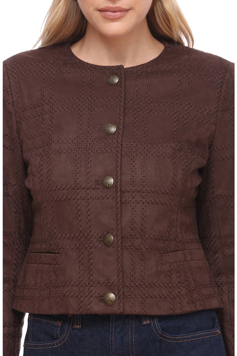 Faux Suede Crop Jacket, Alternate, color, BITTER