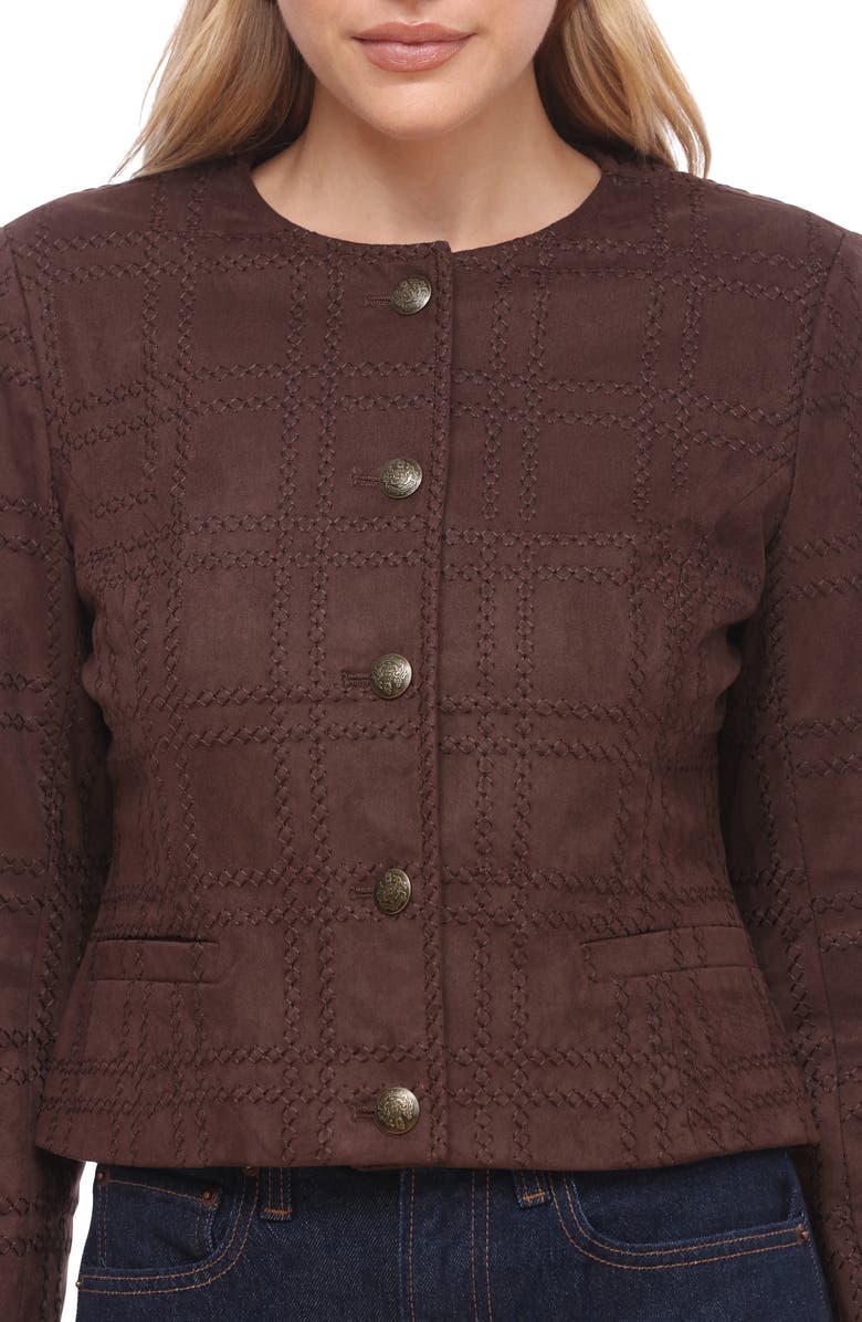 Bagatelle Faux Suede Crop Jacket, Alternate, color, Bitter