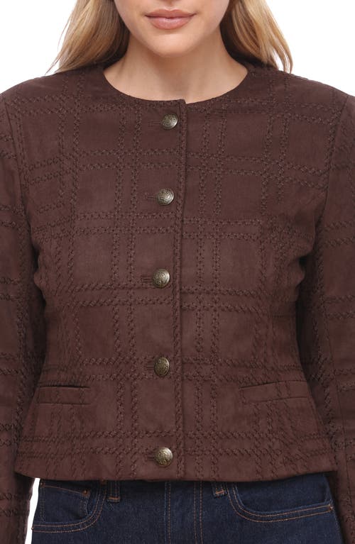 Bagatelle Faux Suede Crop Jacket In Brown