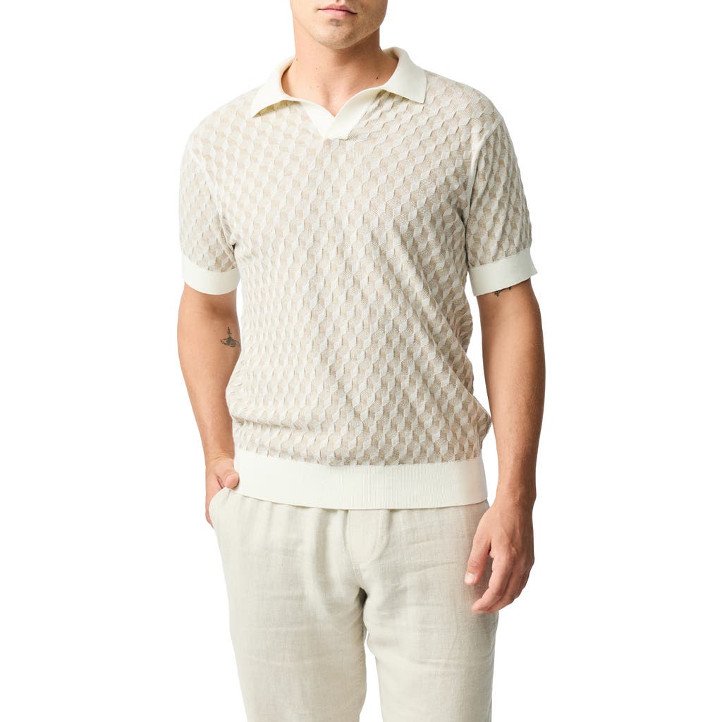 Rodd & Gunn Galdfield Regular Fit Textured Knit Polo Shirt In Cream