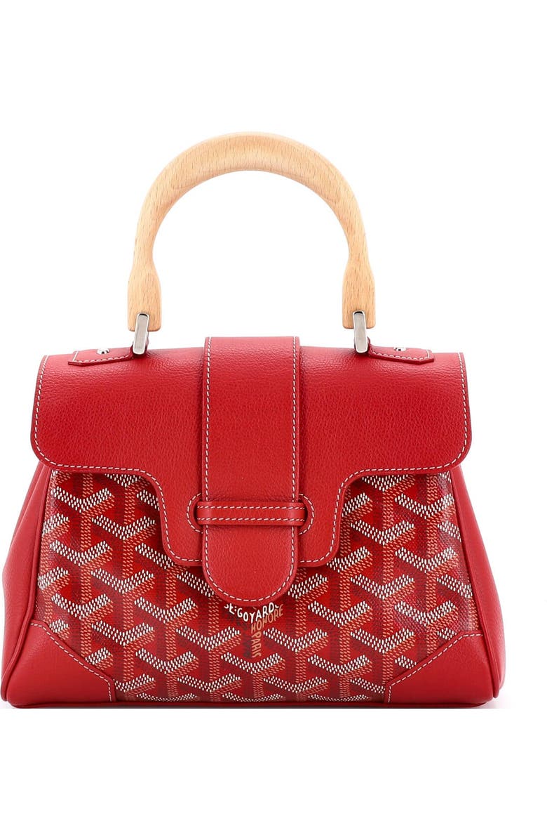 Pre-Owned Goyard Saigon Top Handle Bag Coated Canvas with Leather Mini, Main, color, Red