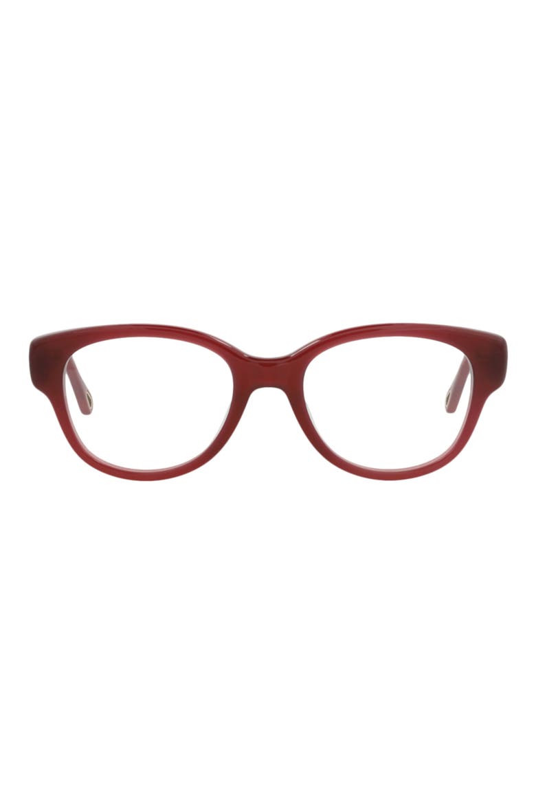 49mm Square Optical Glasses, Main, color, BURGUNDY BURGUNDY TRANSPARENT