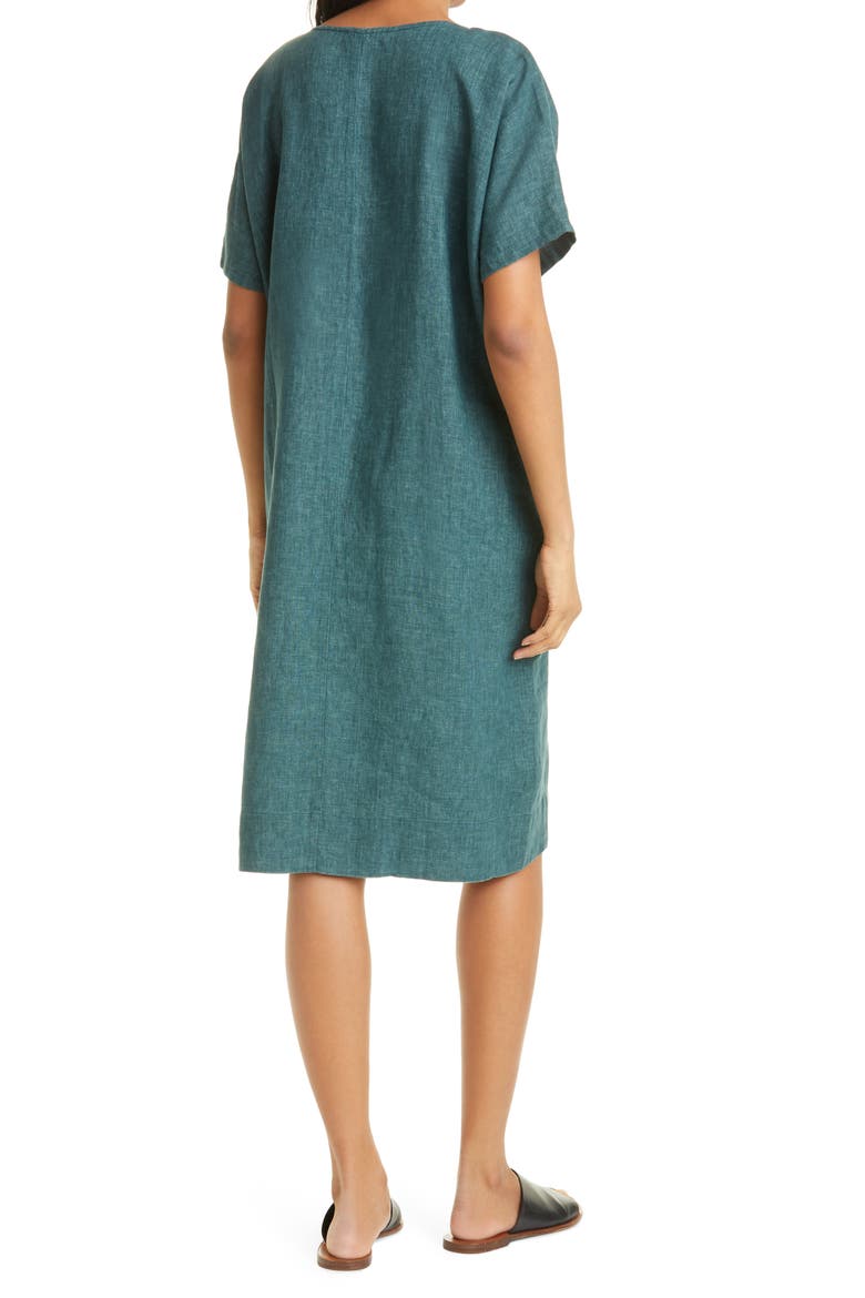 Organic Linen Shift Dress, Alternate, color, AGEAN