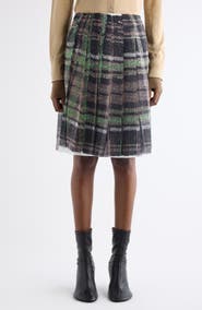 Acne Studios Ilona Plaid Print Pleated Skirt