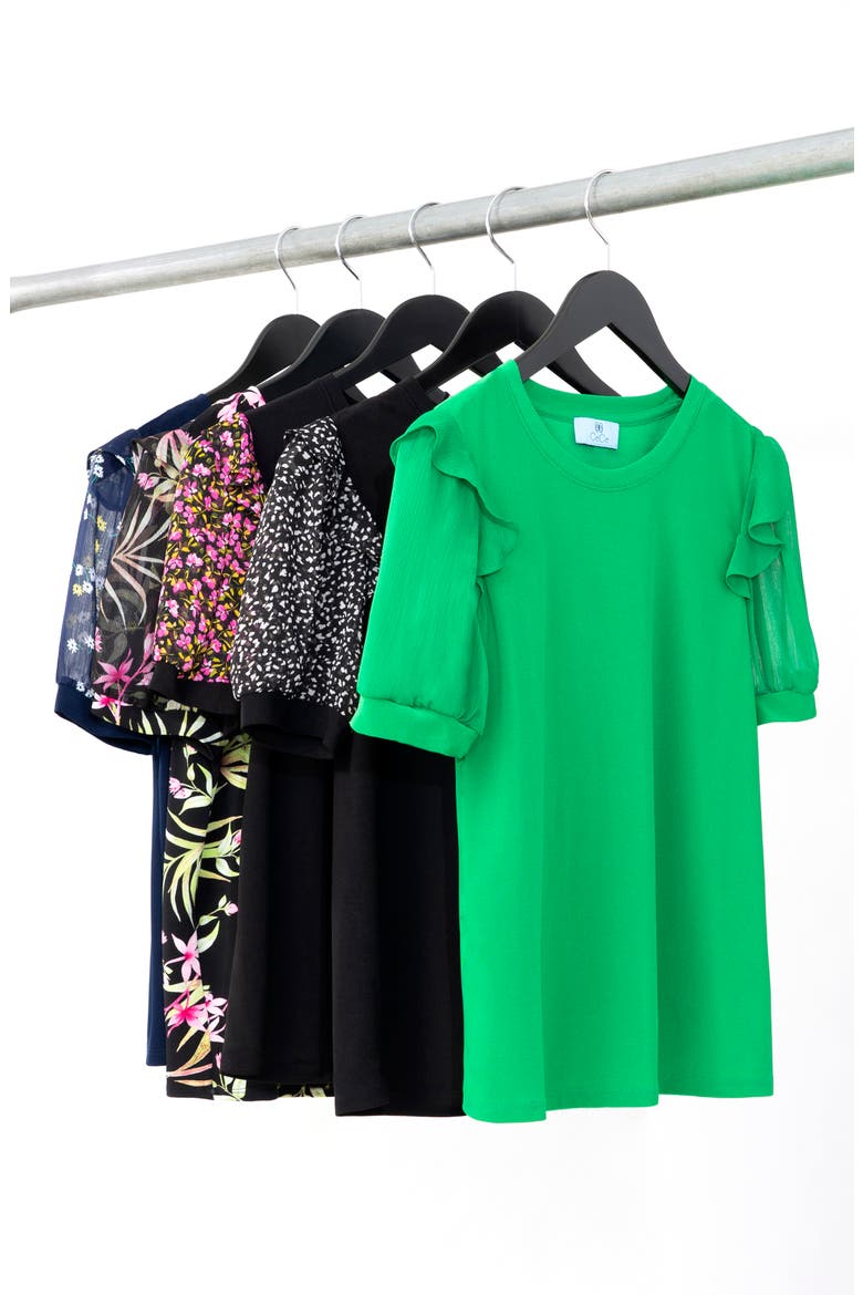 Mixed Media Puff Sleeve Top, Alternate, color, RICH BLACK