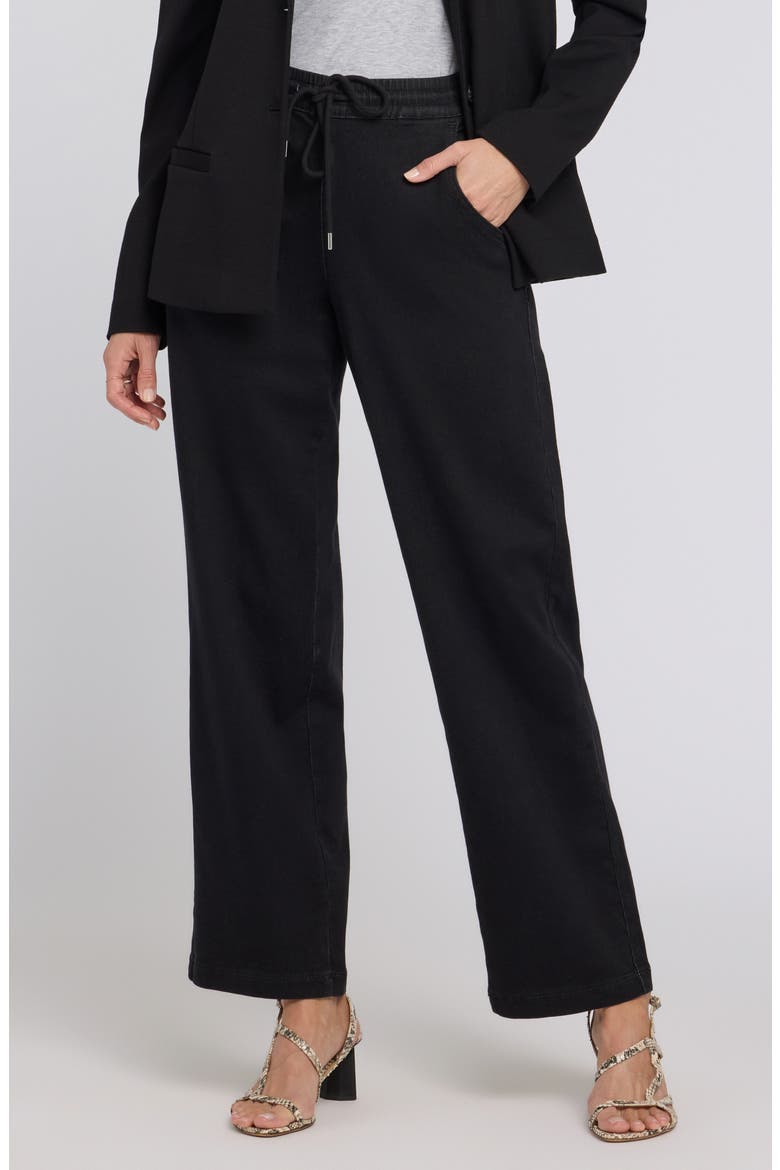 Relaxed Drawstring Wide Leg Jeans, Main, color, WASHED BLACK
