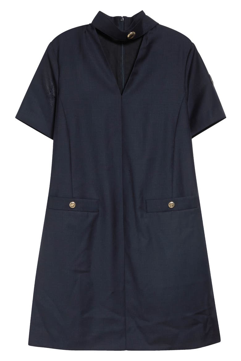 Wool Gabardine Scarf Neck Minidress, Main, color, BLUE