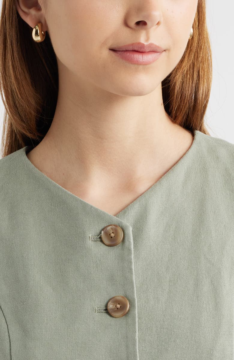 Open Edit Linen Blend Vest, Alternate, color, Green Halo