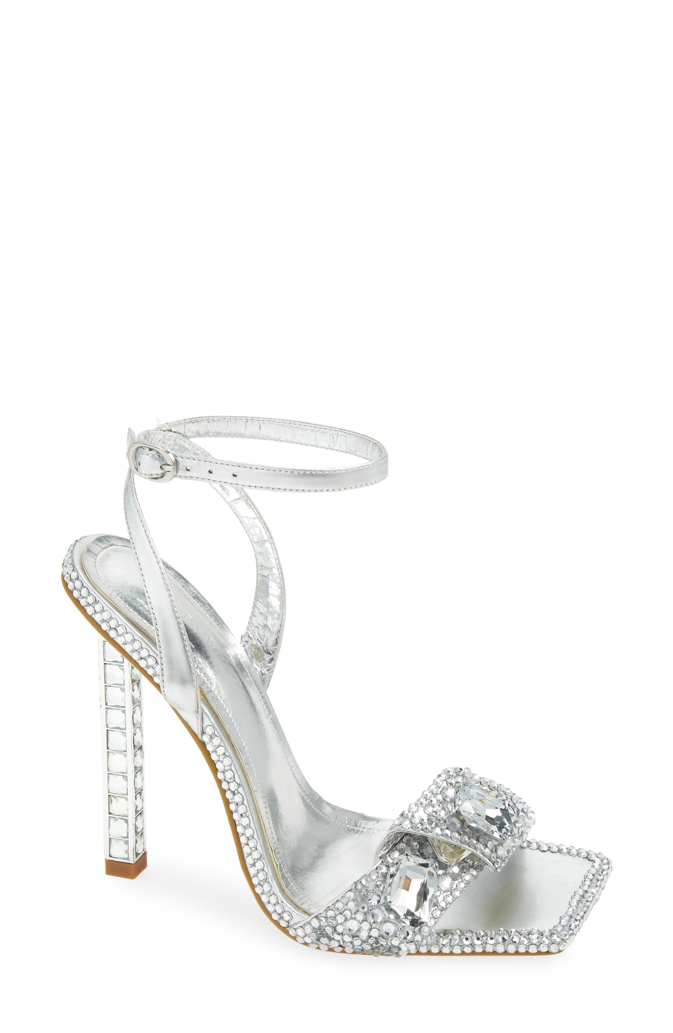Discoball Ankle Strap Sandal, Main, color, SILVER