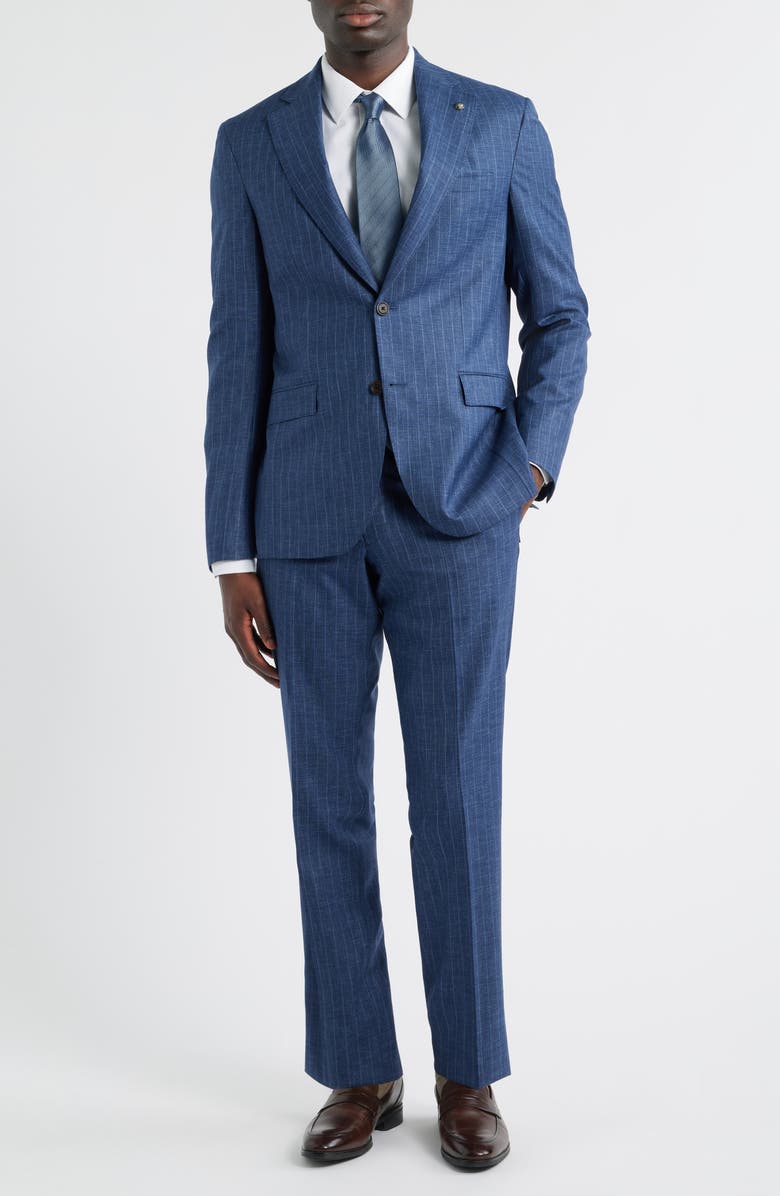 Jack Victor Mason Stripe Wool Siut, Main, color, Mid Blue