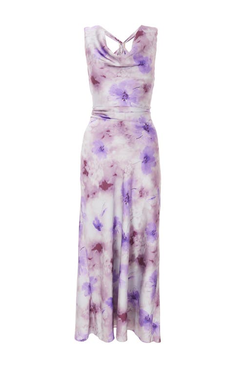 Quiz Floral Cowl Maxi Dress In Lilac